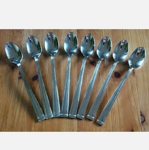 Reed Barton 8 X Ice Tea Spoons 8" Long Stainless NWOT Woodlawn west end fluted
